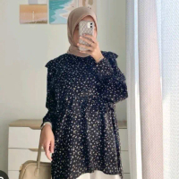 blouse wanita Mommy Shabby motif Beryl Black Floral untuk ibu menyusui.