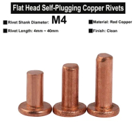 10Pcs/5Pcs M4x4mm~40mm Solid Red Copper Rivets Flat Head Cup Head Self-Plugging Rivet Round Head Rivet