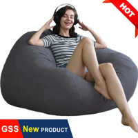 Dropshipping Big Bean Bag Chair No Filling Beanbag Sofa Bed Floor Pouf Cotton Velvet Lazy Recliner Living Room Furniture Futon