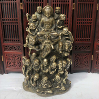 純銅鎏金十八羅漢佛像擺件降龍伏虎尊者客廳招財保平安供奉工藝品