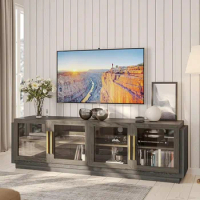 Modern TV Stand for 70 Inch,Wood Storage Cabinet and Shelves,TV Console Table Media Cabinet