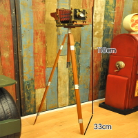 復古老式鐵藝做舊落地三腳架照相機模型工藝品擺件裝飾品攝影道具