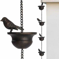 Mobile Bird Rain Chain On Cups Outdoor Decoration Hanging Chain For Gutter Roof Metal Drainage Tool Rain Chain