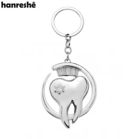 Hanreshe Medica Dental Tooth with Crystal Keychain Creative Simplicity Medicine Dentist Doctor Nurse Jewelry Gifts