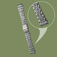 22MM 316L Stainless steel Curved End Bead of Rice Watch Band Strap Bracelet Fit For Seiko SKX007 SKX009 SKX173 Watch