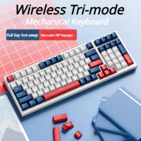 ECHOME Wireless Mechanical Keyboard Wired Tri-mode Knobs RGB Backlight Hot Swapping Esports Gamer Gaming Keyboard for PC Laptop