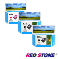 【RED STONE 紅石】HP NO.63XL高容量環保墨水匣組(2黑1彩/F6U64AA&amp;F6U63AA)