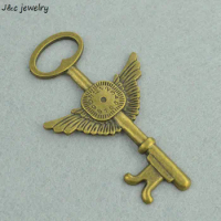 Wholesale 4pcs Antique Bronze Plated Zinc Alloy Metal key Charms Pendants Diy Jewelry Findings Accessories 75*44mm 3240C