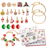 DIY Bracelet Making Kit for Girls 24Pcs Charm Bracelets Kit with Beads Pendant Christmas Gift Idea for Teen Girls
