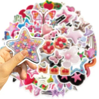 50pcs Y2K Girls Hairpin Harajuku Style Vintage Stickers Aesthetic Decal Diary Phone Case Laptop Guitar Scrapbook Toy Sticker