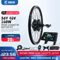 Electric Bike Conversion Kit 350W 36V48V Rear Cassette Geared Brushless Hub Motor Wheel with 16-29inch 700C Motor Rim