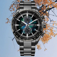 【CITIZEN 星辰】GENTS 宇宙幻彩限定款三眼計時電波鈦金屬光動能男錶/42mm(AT8286-65E)