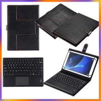 Bluetooth Keyboard for NUMVIBE P60 10.1 Inch Tablet Computer with Leather Case Foldable Portable Touchpad Keyboard Case Cover