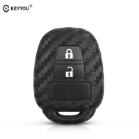 KEYYOU Silicone Car Key Case Fob For Toyota CAMRY RAV4 Prius Corolla 2012 2013 2014 2015 Carbon Fiber Key Protective Cover