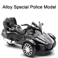 1:12ตำรวจรถจักรยานยนต์รุ่นล้อแม็ก D Iecast 3ล้อของเล่นรถมอเตอร์ไซด์รุ่นดึงกลับแสงเสียงมอเตอร์รถตู้คอลเลกชันเด็กของเล่นของขวัญ