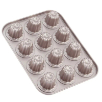 【Chefmade學廚原廠正品】金色12連不粘迷你可露麗模(WK9950可露麗模蛋糕連模)