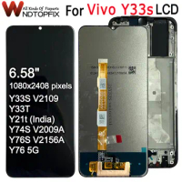6.58" Y33T Y21T-V2135 LCD For Vivo Y33S V2109 LCD Display Touch Screen Digitizer Assembly For VIVO Y76S Y76 5G Y74S LCD Display