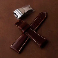 Watch strap Vintage 22mm Dark Brown Genuine Leather Replacement Wrist Watchband Strap Belt Loop Bracelet For Tudor Black Bay 58