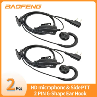 2pcs BAOFENG 2 Pin G-shape Ear Hook Headset Earpiece PTT For Baofeng UV5R UVS9 UV-13 UV-17 UV-21 UV16 PRO PLUS Walkie Talkie