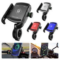 Motorcycle Bicycle Phone Holder Handlebar Mount 360° Rotation Moto Motorbike Mirror Stand for 3.5-6.5 Inch Phone