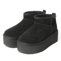 現貨 UGG Ultra Mini 厚底低筒雪靴 黑色 女 真皮羊毛一體短靴 保暖加絨休閒鞋 防潑水低幫雪地靴 1135092