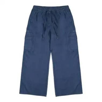 3Second Women's Long Cargo Pants Loose Fit Cotton Denim Sheina HP-C020226 L Dark Blue