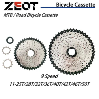 ZEOT MTB Road Bike 9 Speed Velocidade 11-25T/28T/32T/40T/42T/46T/50T Bicycle Cassette Freewheel MTB Sprocket for SHIMANO SRAM