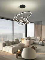 極簡黑色客廳吊燈現代簡約大氣大廳主燈loft公寓復式樓吊燈