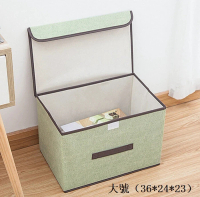 收納盒 衣物收納盒 簡約收納盒 睡房收納盒 布藝收納盒 可摺疊儲物箱【綠色大號（36*24*23cm）】#DADADI