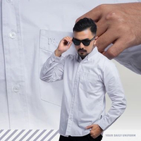 DGM Kemeja Pria Polos Cotton Twill 30S Lengan Panjang Kemeja Polos | Kemeja Workshirt Putih 3094 L