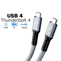 PD 240W USB4 Cable 40Gbps Thunderbolt 4 Type C Fast Charging Cable Thunderbolt3 USB C to C Data Transfer Cable For eGPU 2m