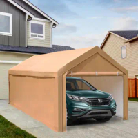 PHI VILLA 10x20 ft Heavy Duty Carport Car Canopy Party Tent with Removable Sidewalls and Doors, Garage Storage Boat Shelter with