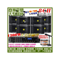 【FPRO】商業空間音響 6R-12SP 12聲道PA擴大機+MOSS 10吋低音喇叭(喇叭8支 送喇叭線+有線麥克風1支)