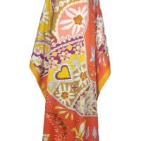 Kuwait Fashion Blogger Recommend Summer Twill Silk Beach Bohemian Kaftan Dress Traditional Nigerian Muslim Abaya Loungewear
