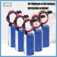 5pcs 3V 1800mAh Q6BAT CR17335 ER2/3A PLC Lithium Battery With Plug For Mitsubishi backup power CR17335SE-R Industrial Battery
