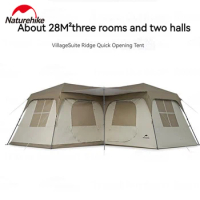 Naturehike Village Suite UPF50+ Outdoor Camping Roof Tent 10~12 Persons 210D Waterproof 2 Halls Automatic Tent With Light Bar