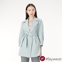 KeyWear奇威名品    光澤感風衣外套-灰藍色