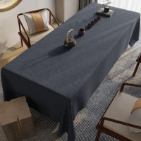 Chinese classical cotton linen tablecloth fabric waterproof tea tablecloth solid color tablecl ELDAN300
