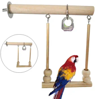 Parrots Toys Bird Swing Exercise Climbing Playstand Hanging Ladder Bridge Wooden Pet Parrot Macaw Hammock Bird Toy With Bells