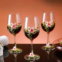 【Dhot】 Set gelas goblet kristal enamel mewah, cawan champagne vintaj untuk majlis perkahwinan dan ba