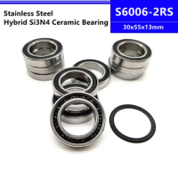 4pcs/10pcs S6006-2RS 30x55x13mm stainless steel hybrid Si3N4 ceramic ball bearing 6006 30*55*13 mm S6006RS bicycle hub wheel