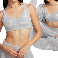 Nike AS W NSW Cozy Knit Bra 女 灰白色 絨毛 針織 滿版 運動內衣 FD4275-077
