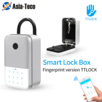 Key Safe TTlock Fingerprint Bluetooth Wifi Digital Key Box App Remote Unlock Wall Mount Security Key Lock Box Safety Box Padlock