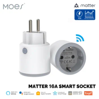 MOES Smart EU/US/UK Plug Matter WiFi Socket 15/16A Timer Outlet Power Monitor Support TUYA Apple Homekit with Google Home Alexa