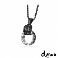 【A MARK】不銹鋼項鍊 骷髏項鍊/潮流個性骷髏鬼手圓環造型鈦鋼項鍊(3色任選)