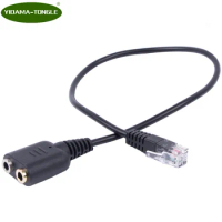 RJ9 plug Headset Cable 3.5mm to RJ9 Jack Adapter for PC Headset Telephone Dual 3.5mm to RJ9/RJ10 adapter cable 2*3.5mm to RJ9