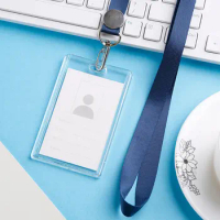 Clear Acrylic Exhibition ID Card Holder Transparent Staff Badge Holder Without Lanyard