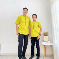 Koko couple ayah anak warna lemon katun