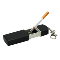 Mini Keychain Ashtray with Lid Metal Rectangular Cigarettes Holder for Outdoor Travel Smoking Accessories Father Boyfriend Gifts