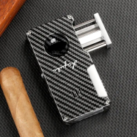 Luxury Metal Cigar Lighter With Cutter Cigar Punch Portable Butane Gas Torch Lighters For Cigar Accessories